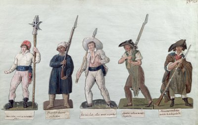 A Sans Culotte with his Pike, a Carter, a Market Porter, a Cobbler and a Carpenter by Lesueur Brothers